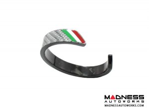 Carbon Fiber Bracelet - Italian Flag Racing Stripe Design - Silver Carbon 